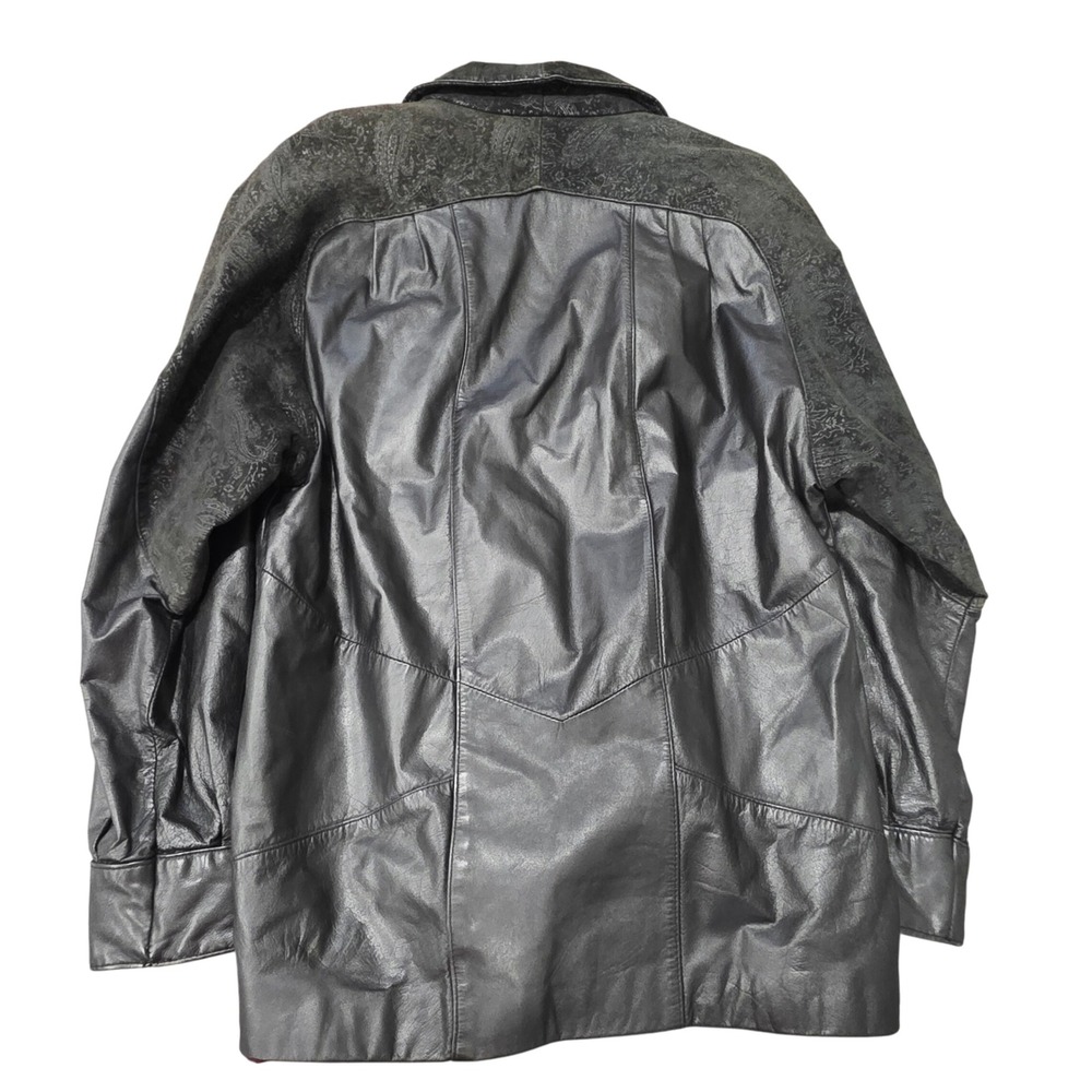 Vintage Pelle Studio Black Leather Paisley Jacket Blazer Womens Size Small 80's - Picture 8 of 10